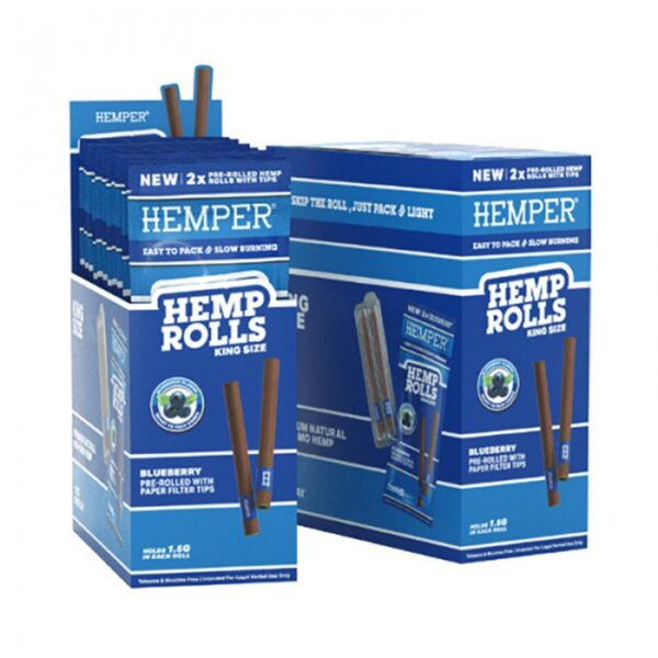 (15006) Glass Tips Rolls 2 PK Hemper King Size Blueberry