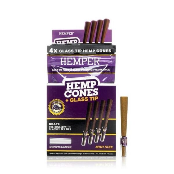 (15020) Glass Tips Cones 4 PK Hemper Mini Size Grappe