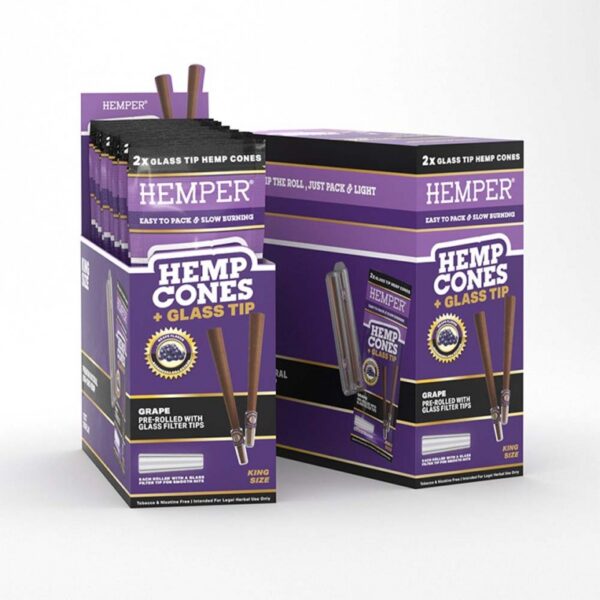 (15024) Glass Tips Cones 2 PK Hemper King Size Grappe